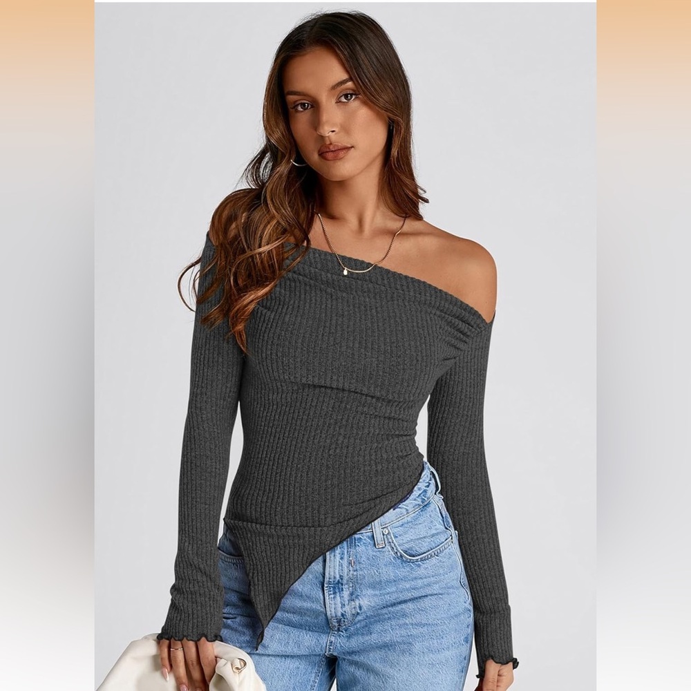 Pretty garden Stylish Off-Shoulder Ribbed Top